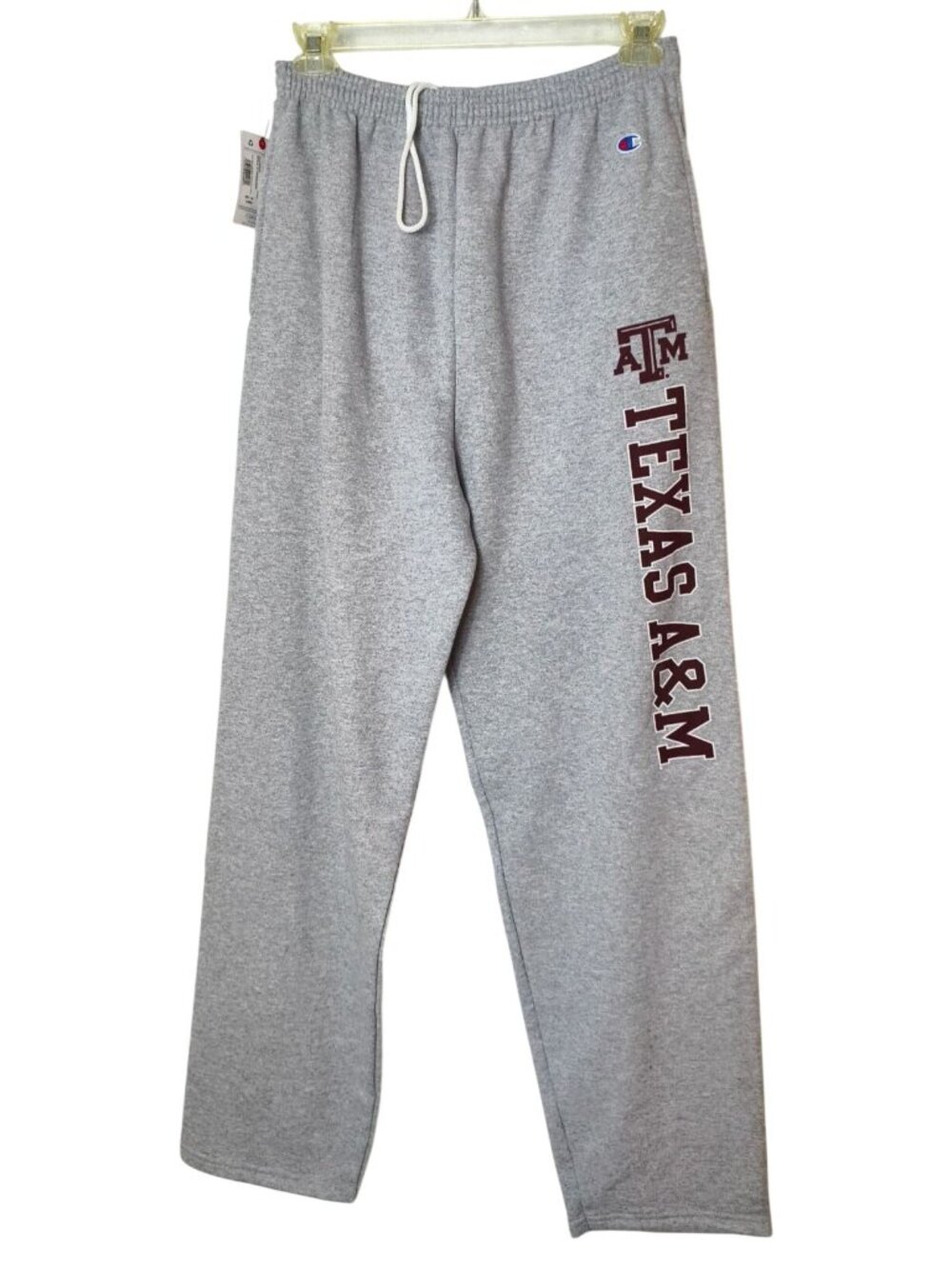 Mens Champion Texas A&M L Aggies Gray Sweatpants Powerblend Drawstring Pockets